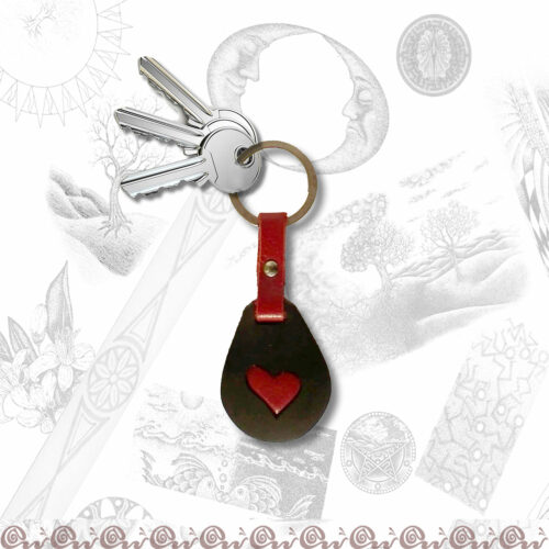 Regalo S. Valentino Tris Polsino Bracciale Portachiavi Ciondolo in cuoio pelle, con cuore intagliato - immagine 6
