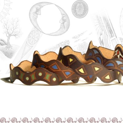 bracciale onda in cuoio decorato
